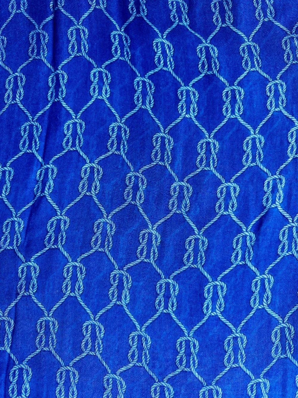 Royal Blue Nautical Rope Knot Scarf Oversized Woven Fringe Wrap